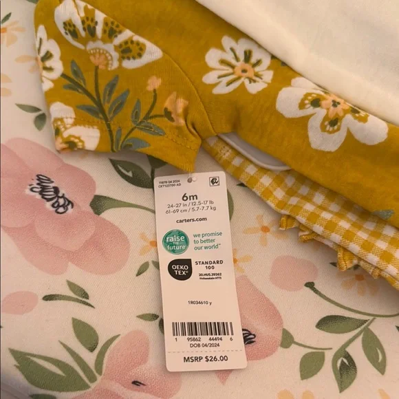 Carter's Cream and Yellow Bodysuits One Pieces - Picture 5 of 6